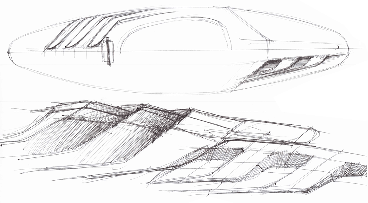 Sketch eines Manta Kajaks von Projekter Büro für Industrial Design in Deutschland